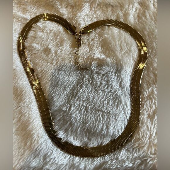 ARGENTO VIVO THICK HERRINGBONE CHAIN NECKLACE 18k Plated Sterling Silver - Picture 3 of 5